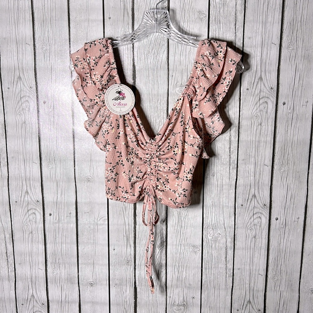 Alexa ruched ruffle crop top size XS